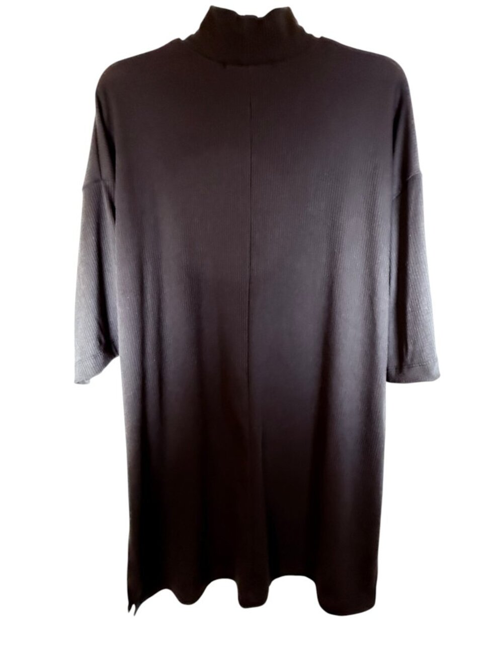 Dressed in Lala Black Ribbed Knit Oversized Mock Neck T Womens Size S - Picture 5 of 10